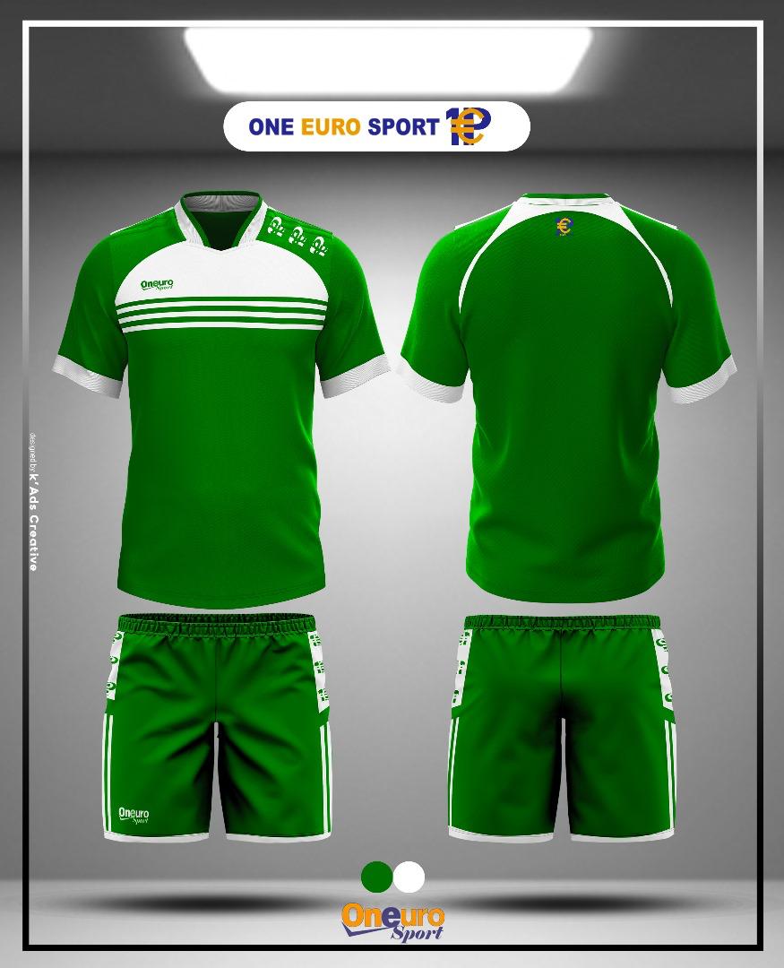 MAILLOT ONE EURO SPORT VERT TROIS TRAIT HORIZONTAL 