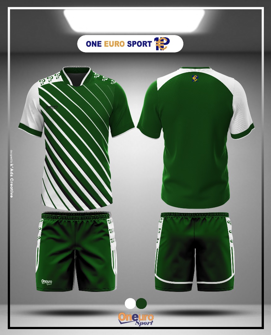 maillot one euro sport demi raye vert blanc