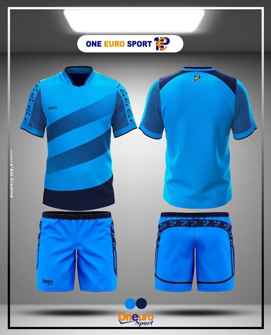 maillot one euro sport grosse bande bleu ciel bleu nuit