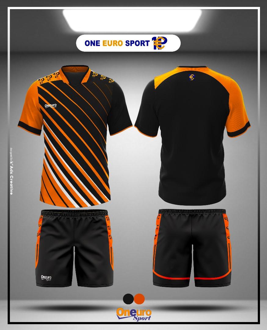 maillot one euro sport raye orange noir