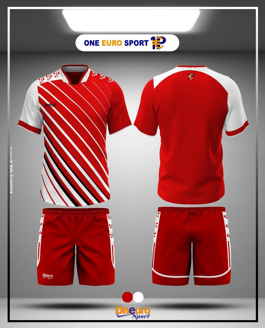 maillot one euro sport raye rouge blanc