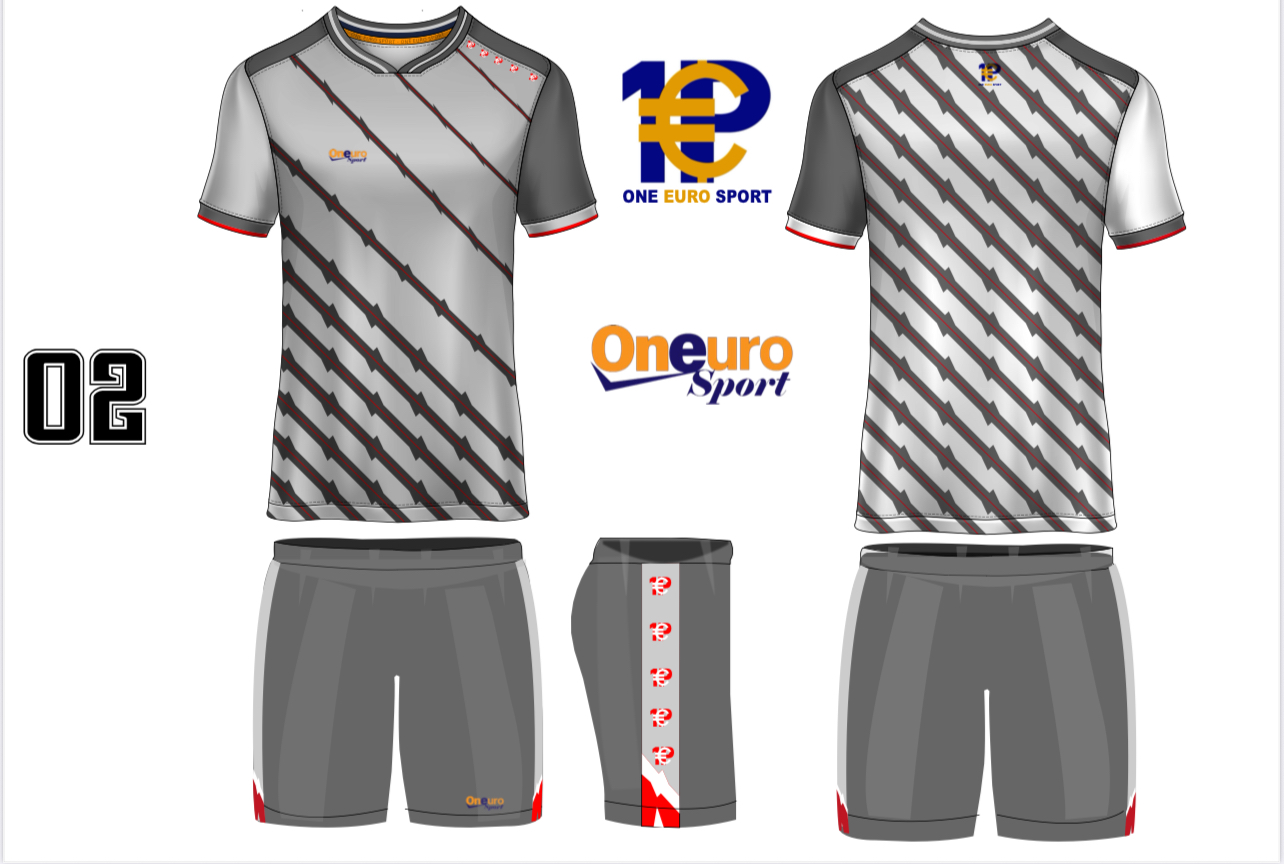 maillot one euro sport traits oblique gris