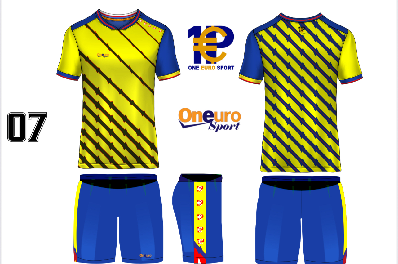 maillot one euro sport traits oblique jaune