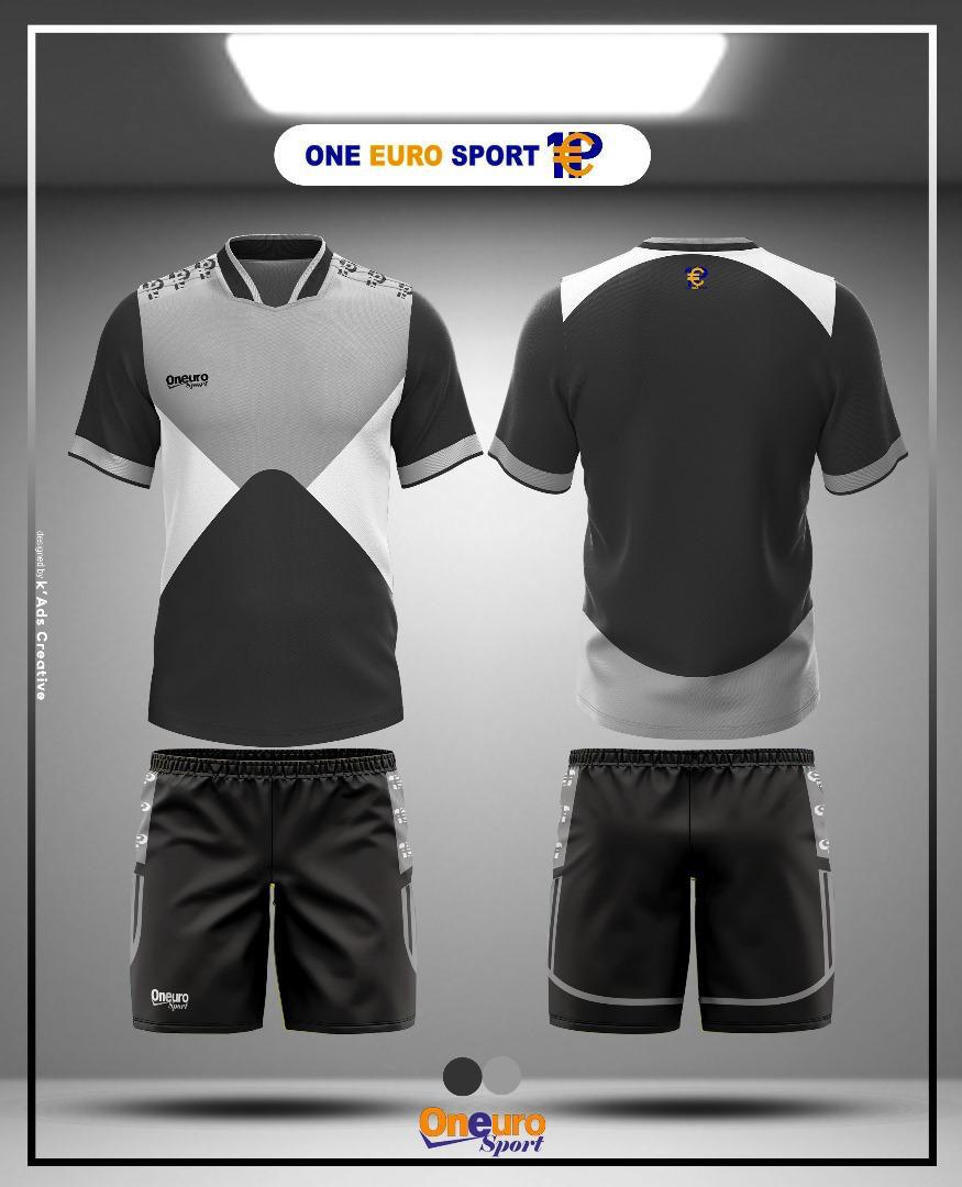 maillot one euro sport trois couleur gris noir blanc