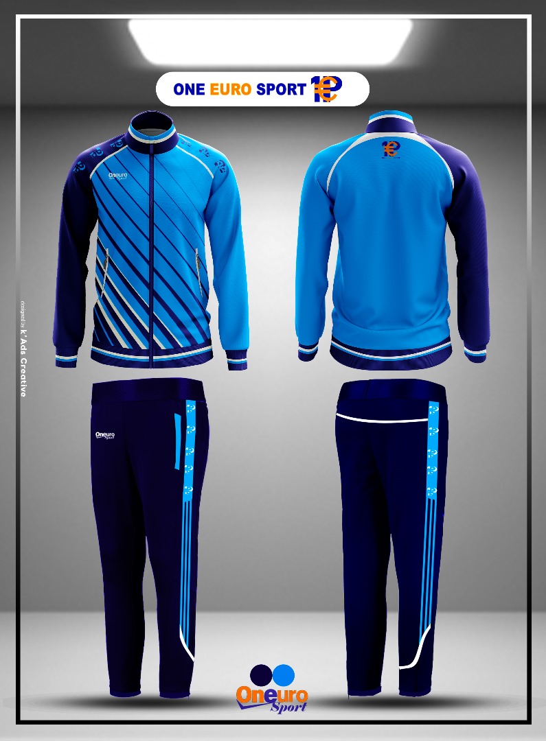 SURVETEMENT ONE EURO SPORT RAYE BLEU CIEL BLEU NUIT