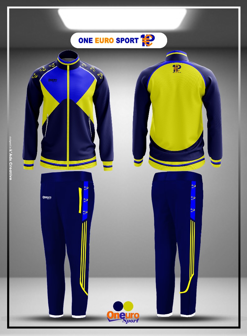 SURVETEMENT ONE EURO SPORT TROIS COULEUR JAUNE BLEU CIEL BLEU NUIT