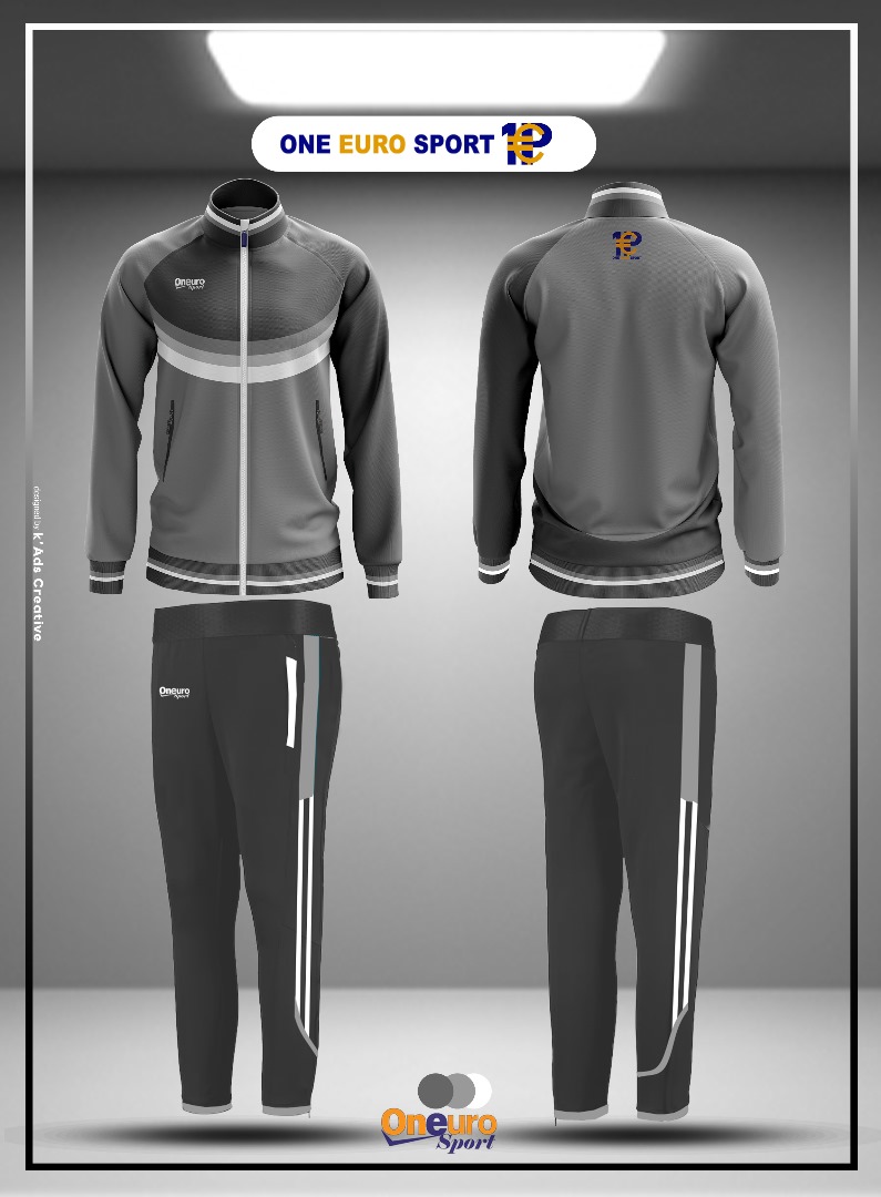 survetement one euro sport demi cercle gris blanc