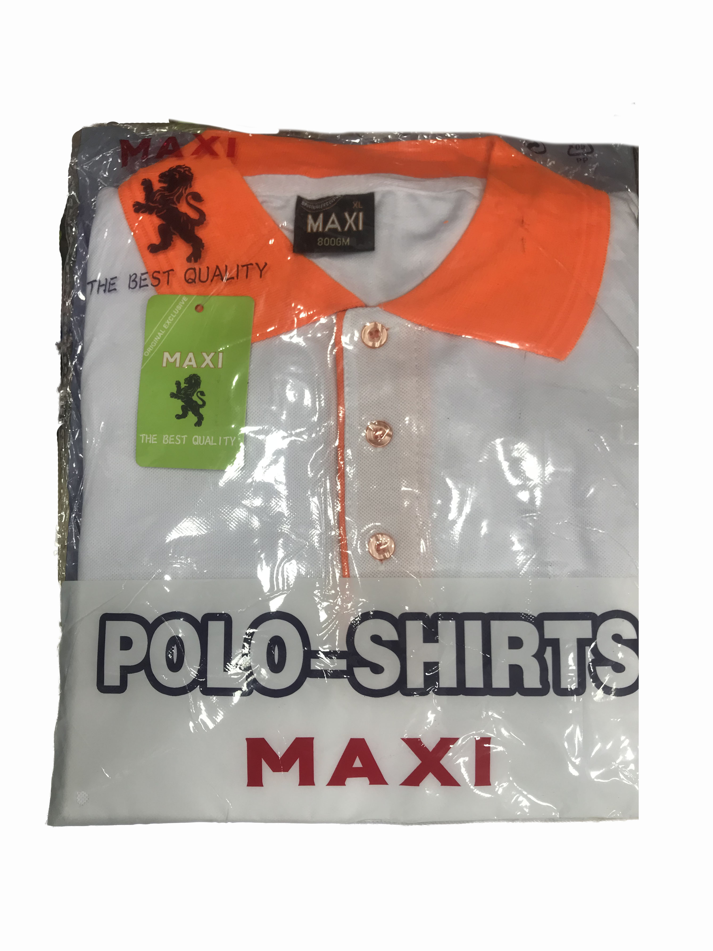 polo maxi blanc col orange