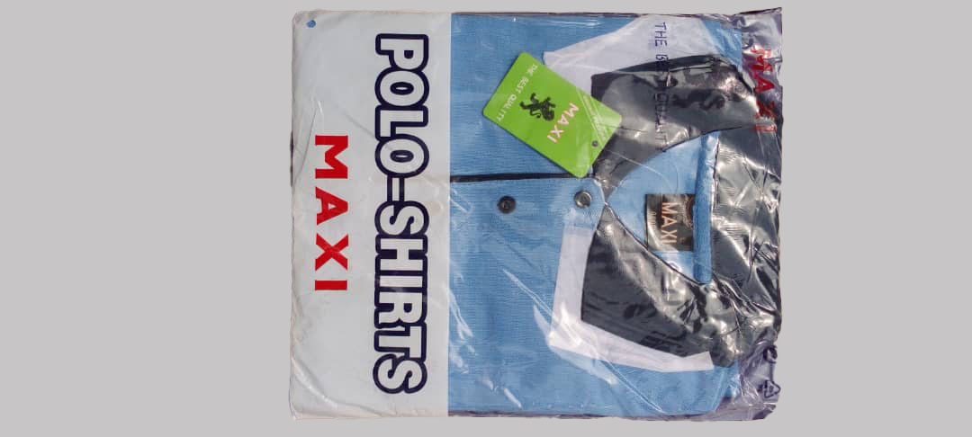 polo maxi bleu ciel col bleu nuit
