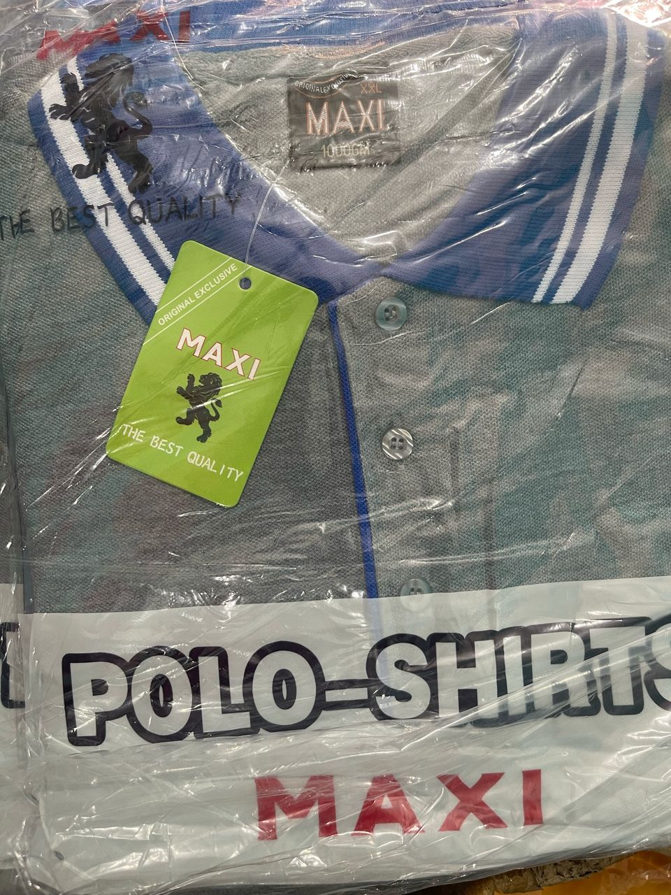 POLO MAXI GRIS COL BLEU