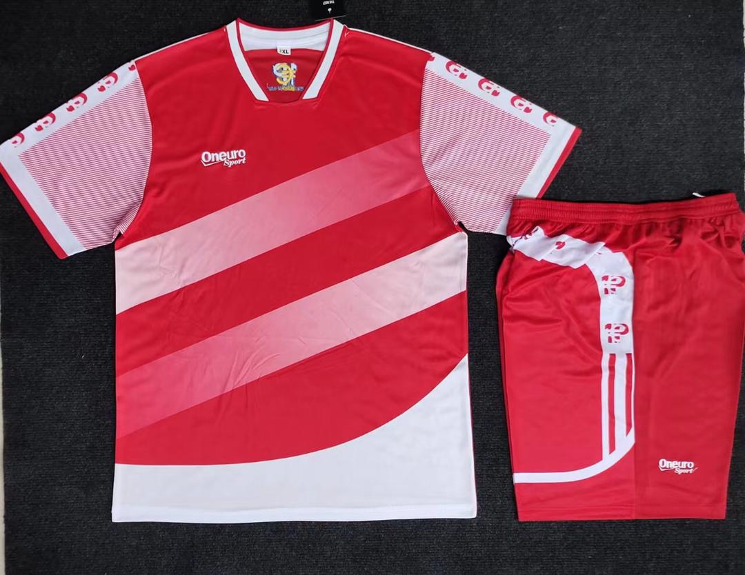 maillot one euro rouges grosses bandes blanches
