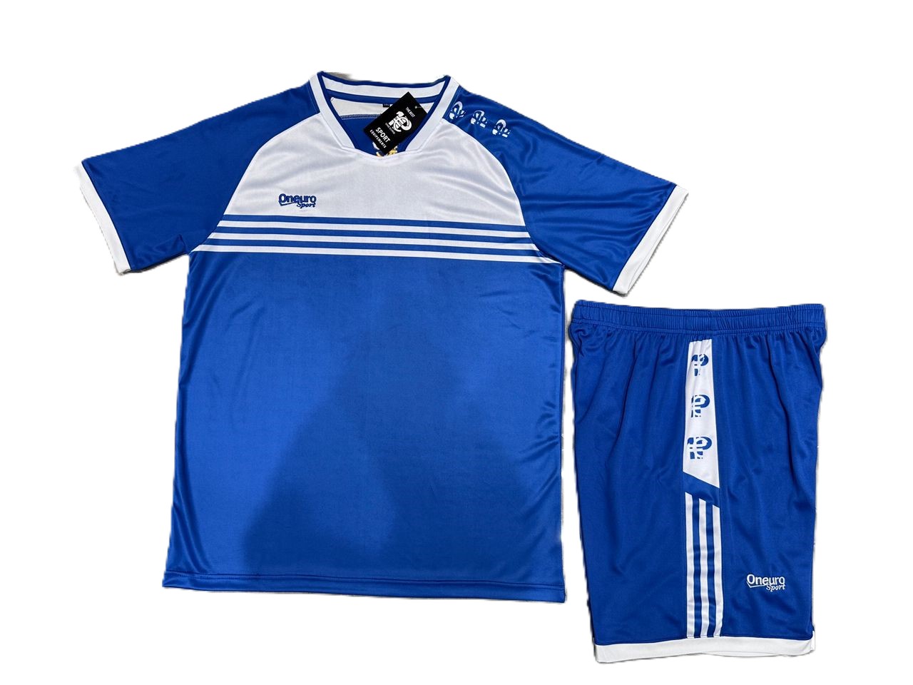 maillot one euro sport trois bande horizontal sur la poitrine bleu de france blanc