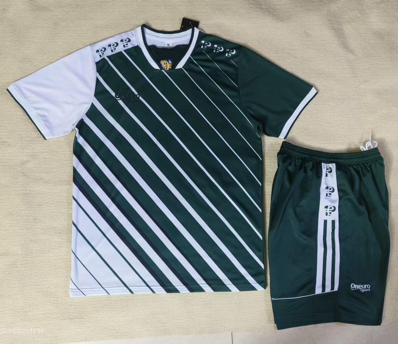 MAILLOT ONE EURO RAYE VERT OLIVE BLANC 