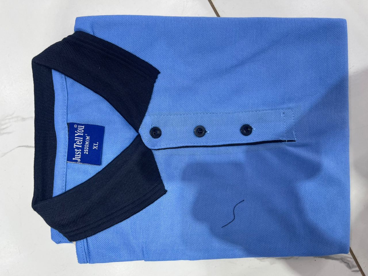 POLO BW BLEU CIEL COL NOIR 