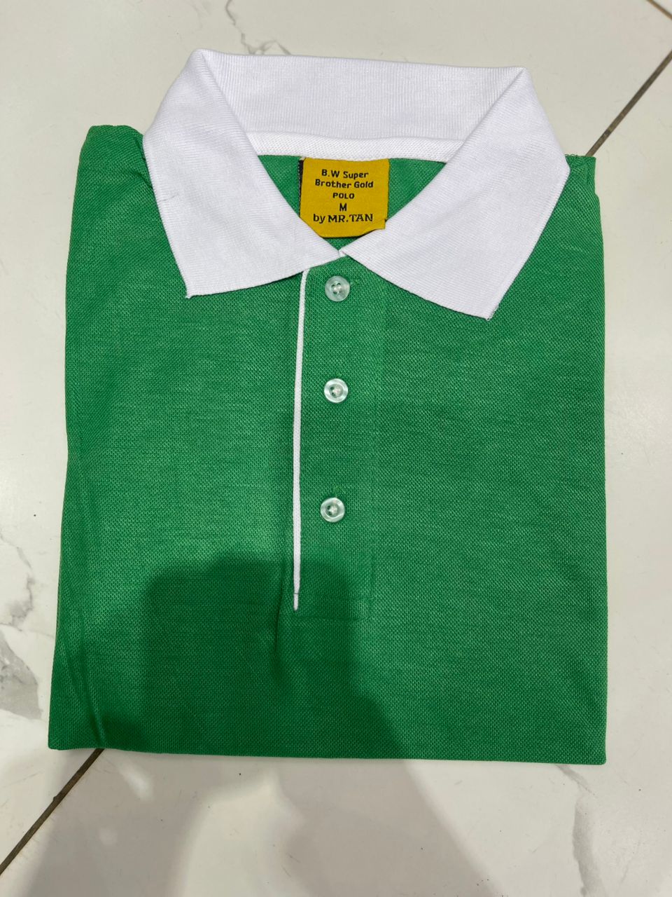 POLO BW VERT COL BLANC 
