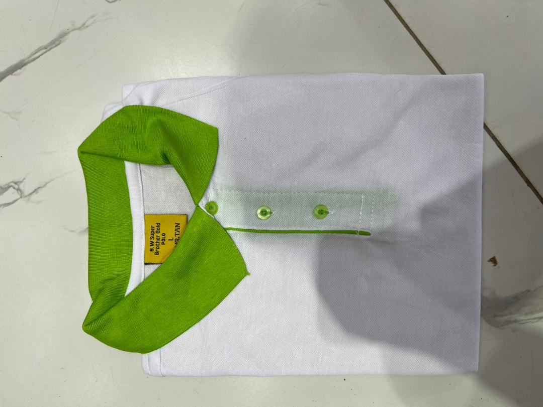 POLO BW BLANC COL VERT CITRON 